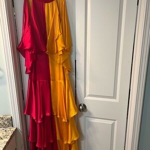 Anthropologie Red and Yellow Maxi Dress